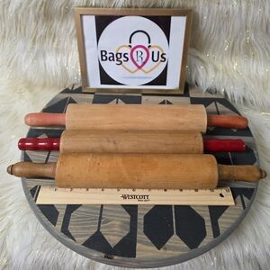 LOT OF 3 VINTAGE WOODEN ROLLING PINS GOOD USED CONDITION FARM HOUSE STYLE $65.00